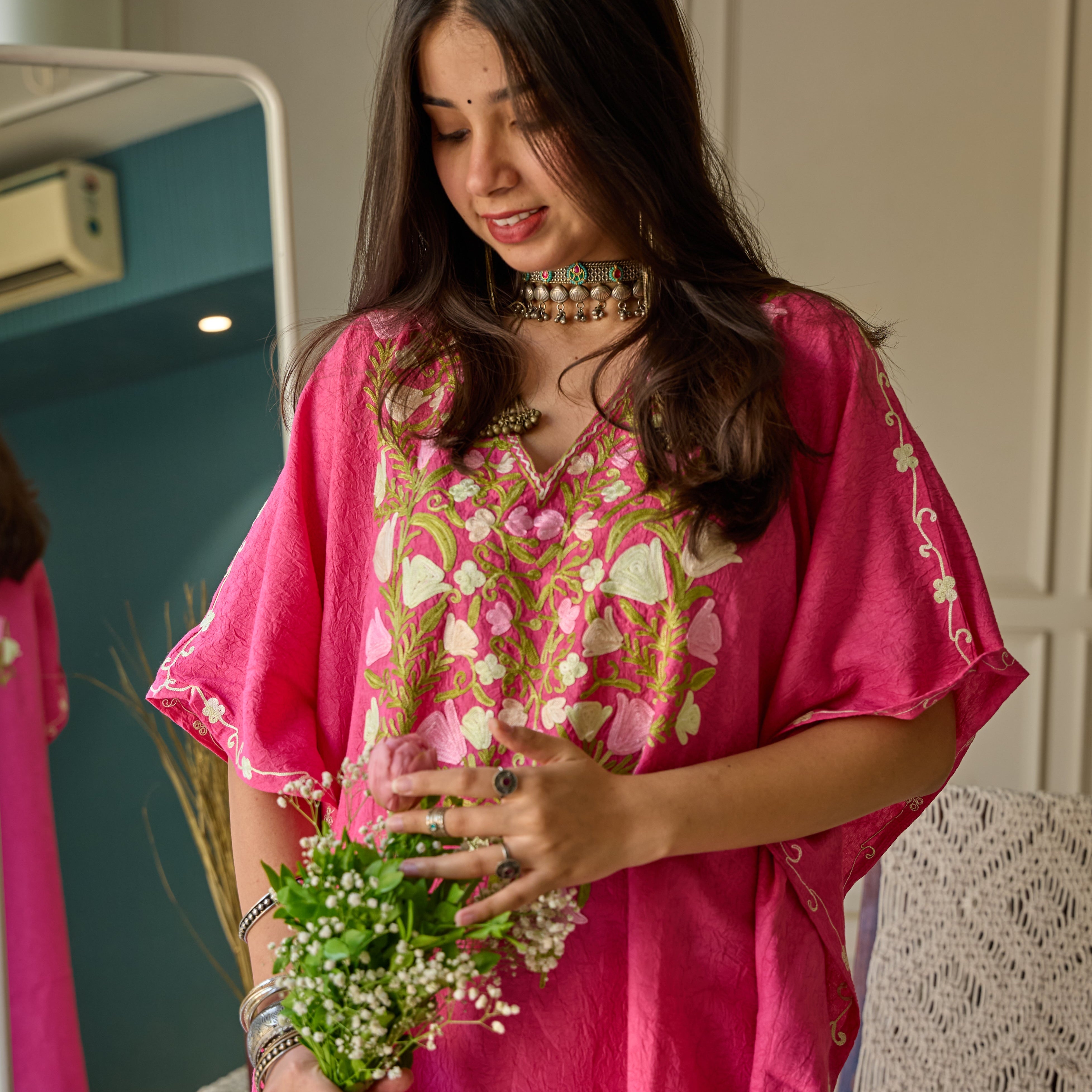 Pink Gul Kashmiri Kaftan