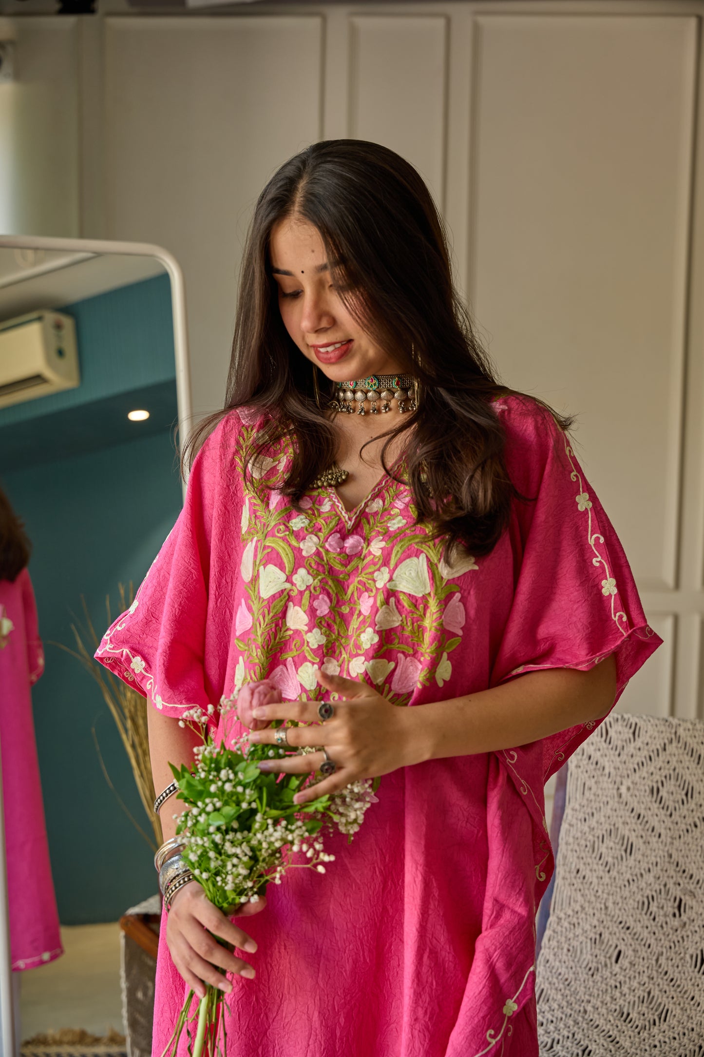 Pink Gul Kashmiri Kaftan