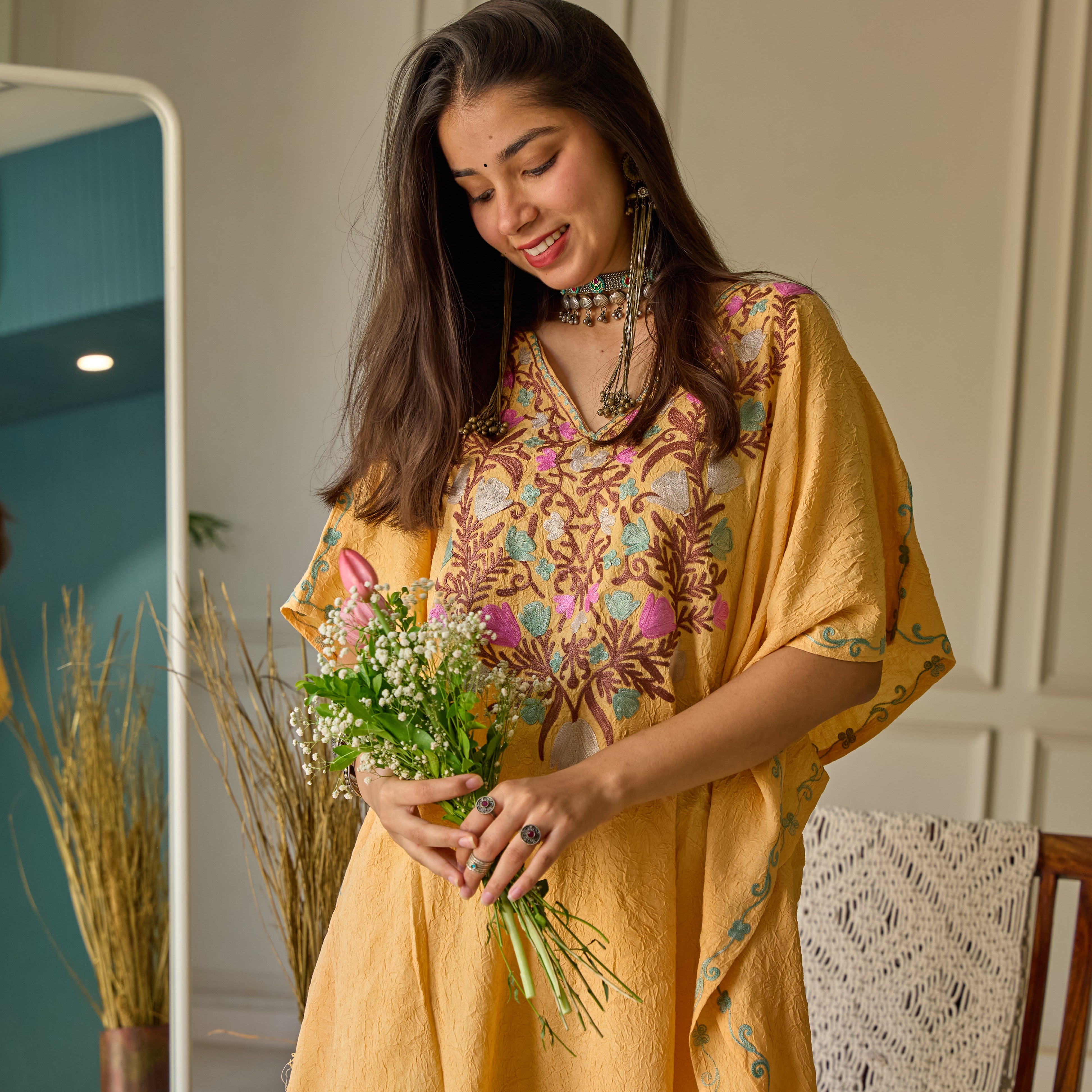 Mustard Gul Kashmiri Kaftan