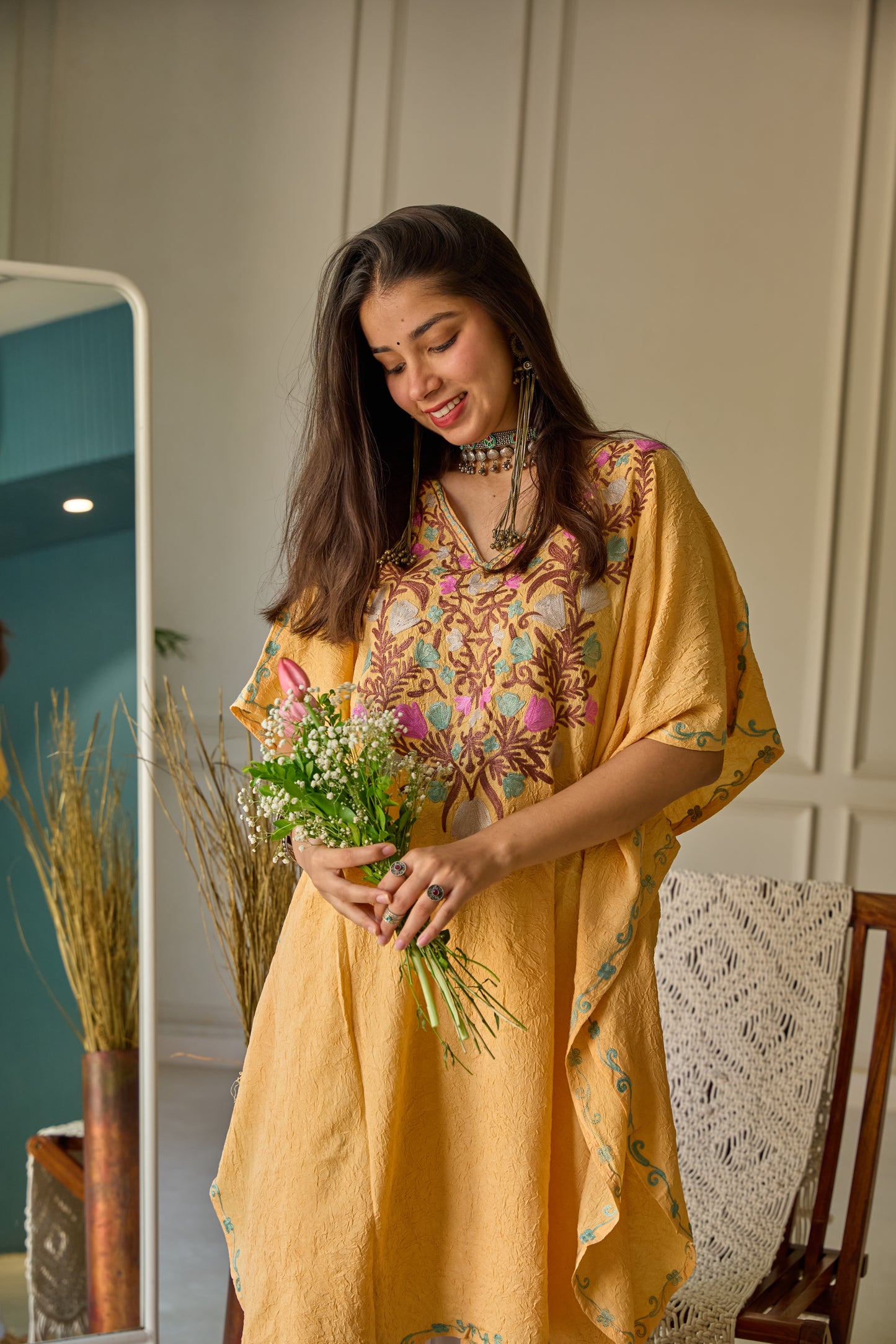 Mustard Gul Kashmiri Kaftan