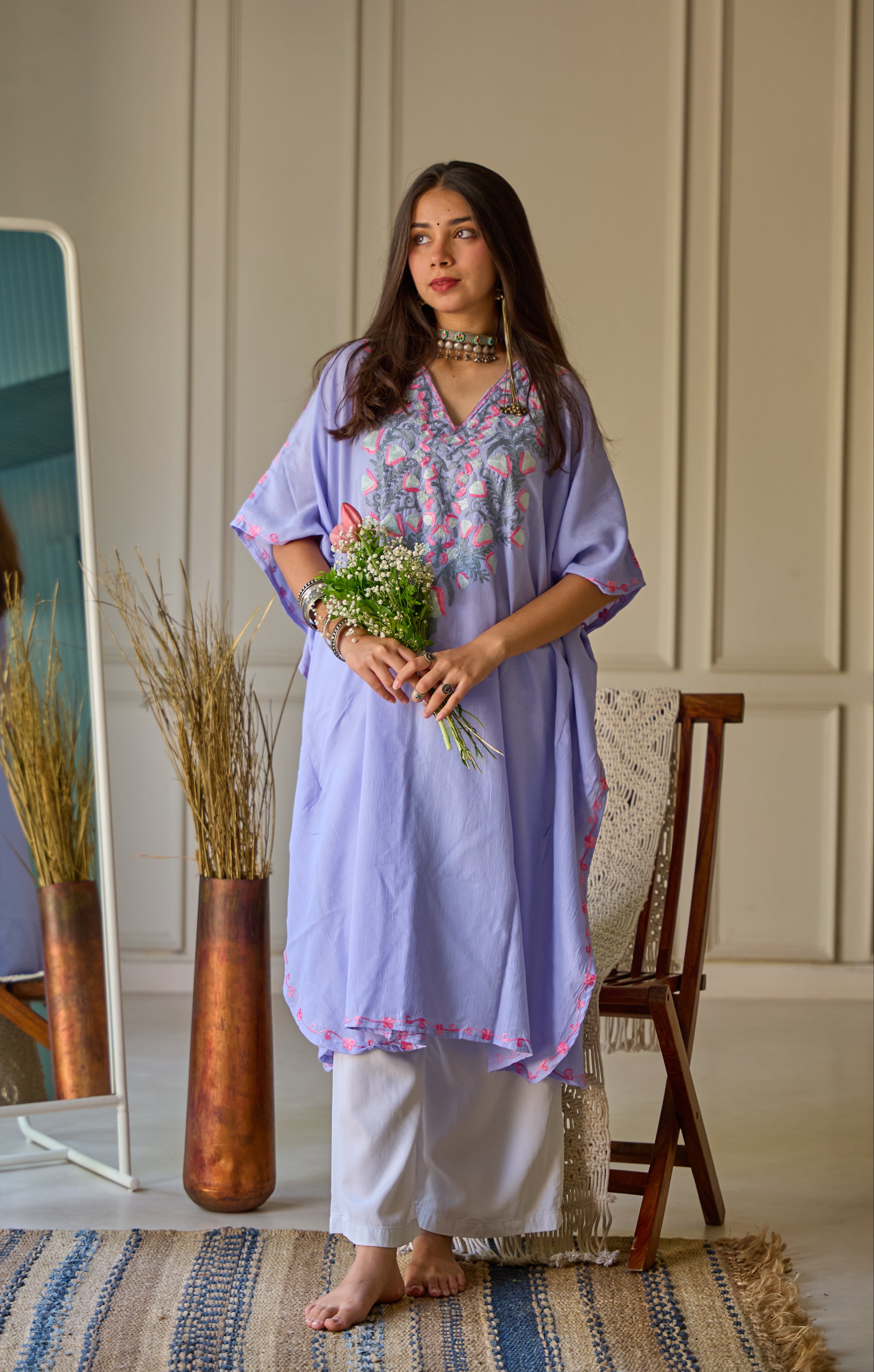 Blue Gul Kashmiri Kaftan