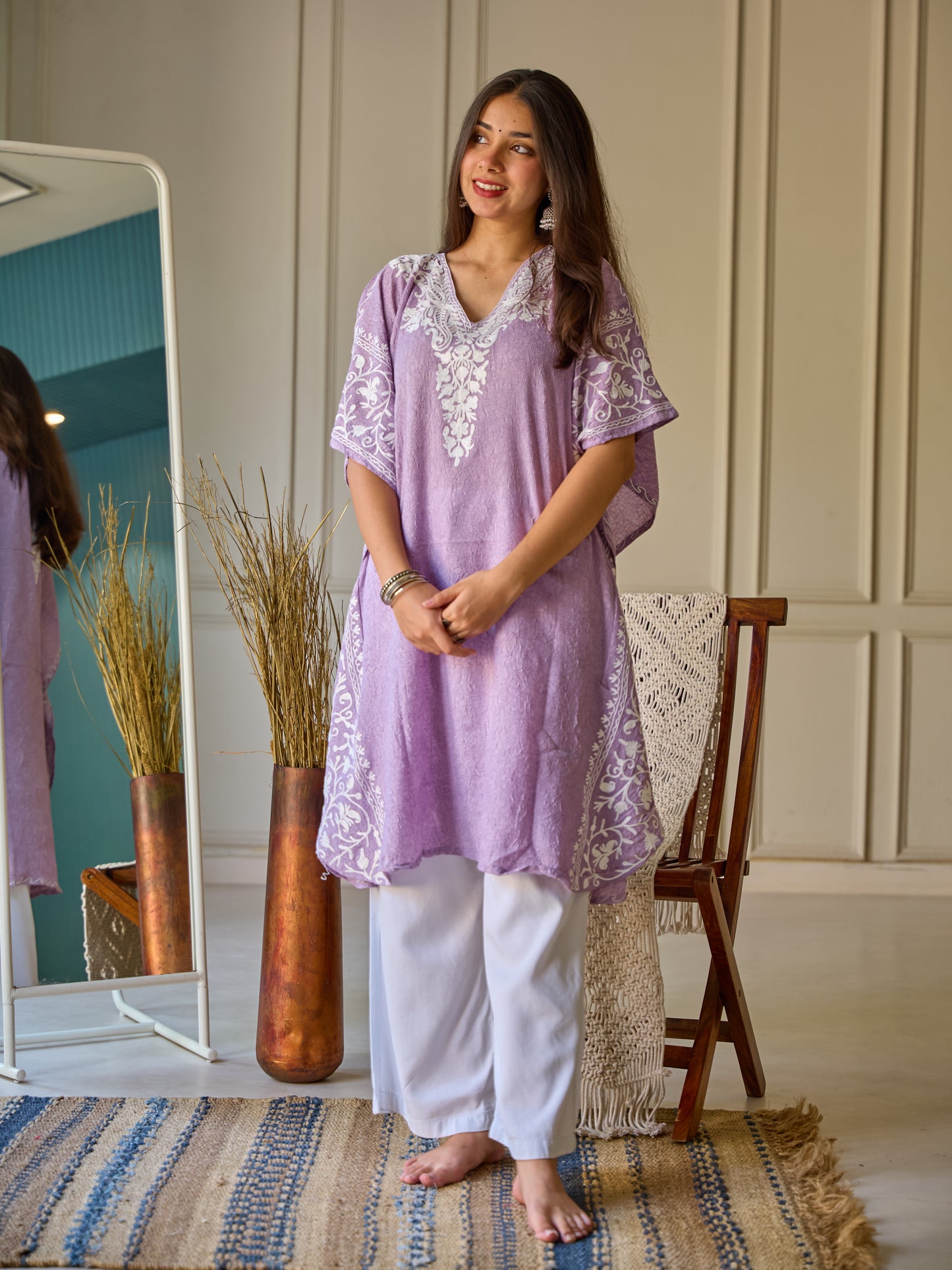 Purple with White Mughal Kashmiri Kaftan