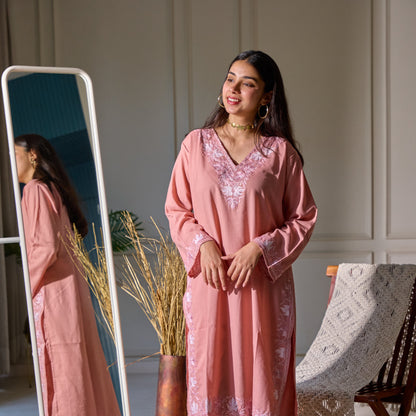 Blush Pink Kashmiri Cotton Kurti