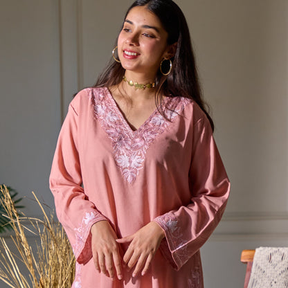 Pink Cotton Kurti Set