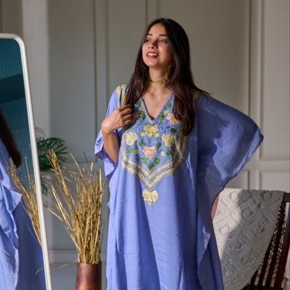 Blue Kashmiri Kaftan Co-ord Set