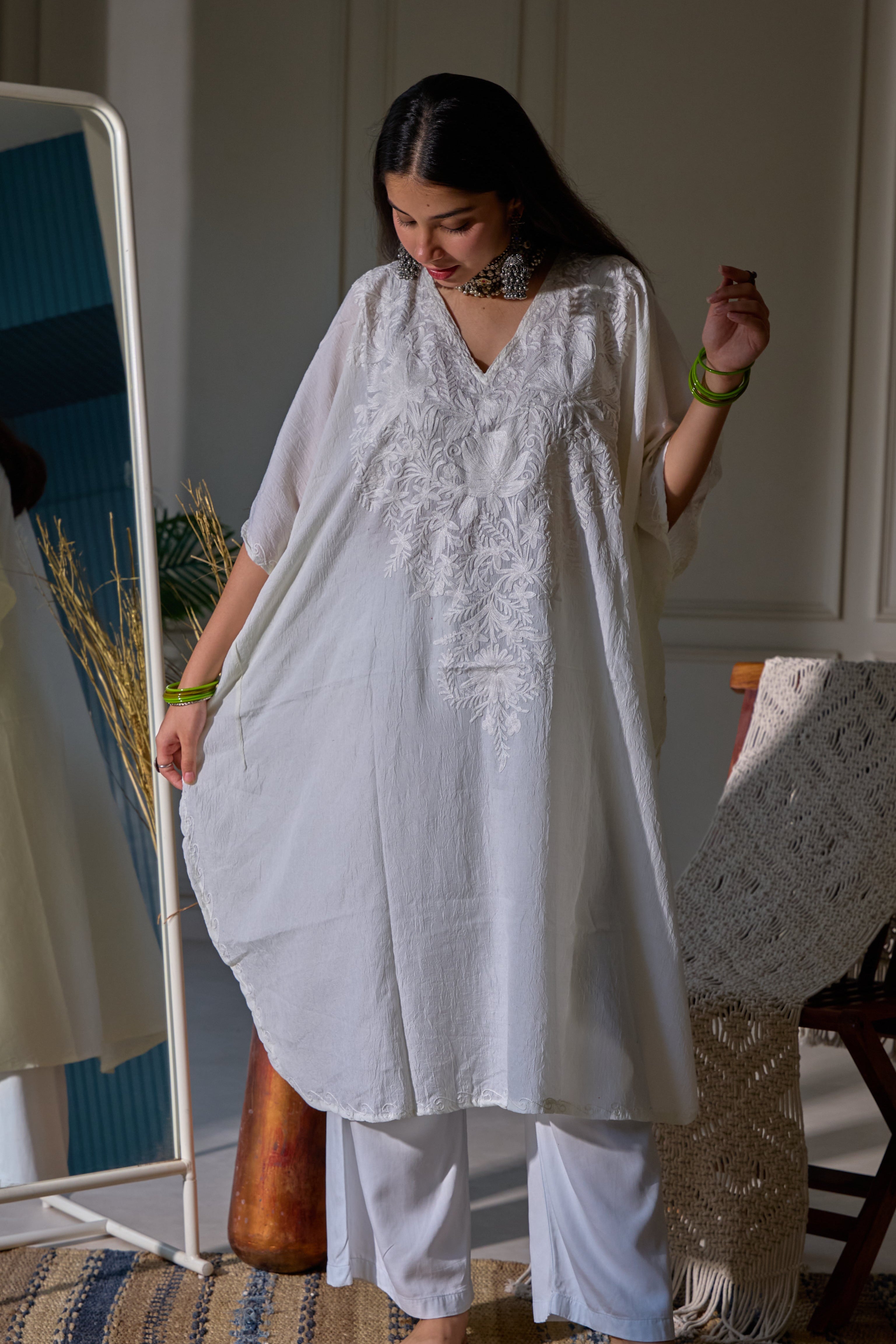 Off White Cotton Kaftan