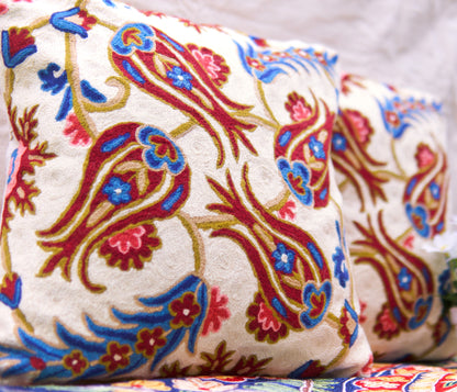 Harmony Cushion Covers with Hand Embroidery in Wool (Set of 2)
