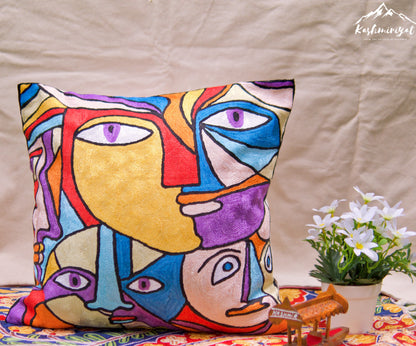 Abstract Elegance Cushion Covers with Hand Embroidery in Silk
