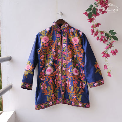 Kashmiri Blue Silk Jacket