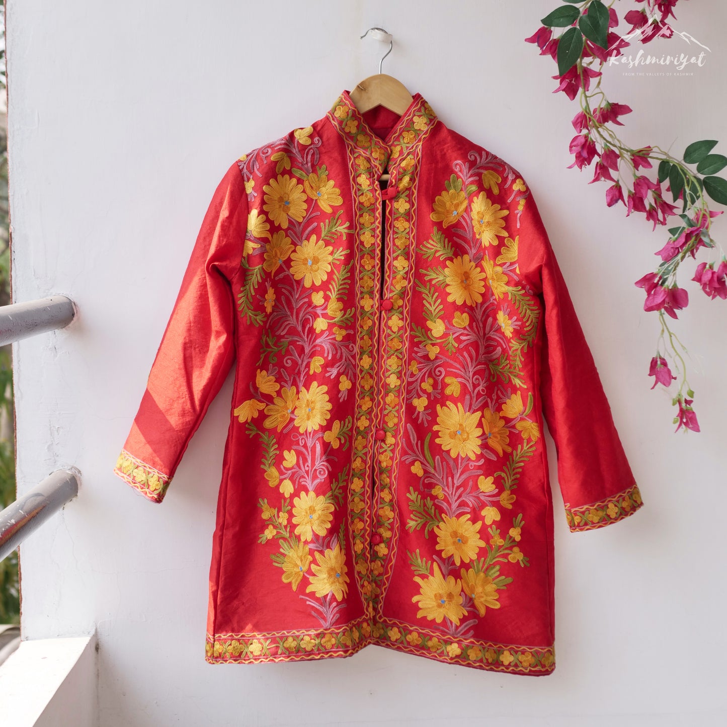 Kashmiri Red Silk Jacket