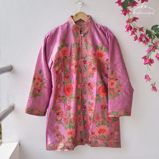 Kashmiri Mauve Pink Silk Jacket