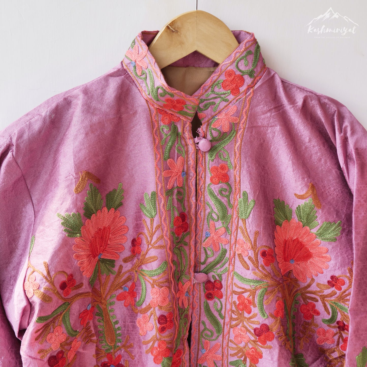 Kashmiri Mauve Pink Silk Jacket