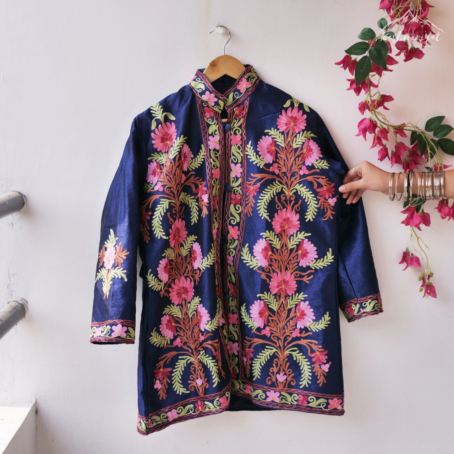 Kashmiri  Royal Blue Silk Jacket