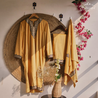 Kashmiri Yellow Velvet Suit