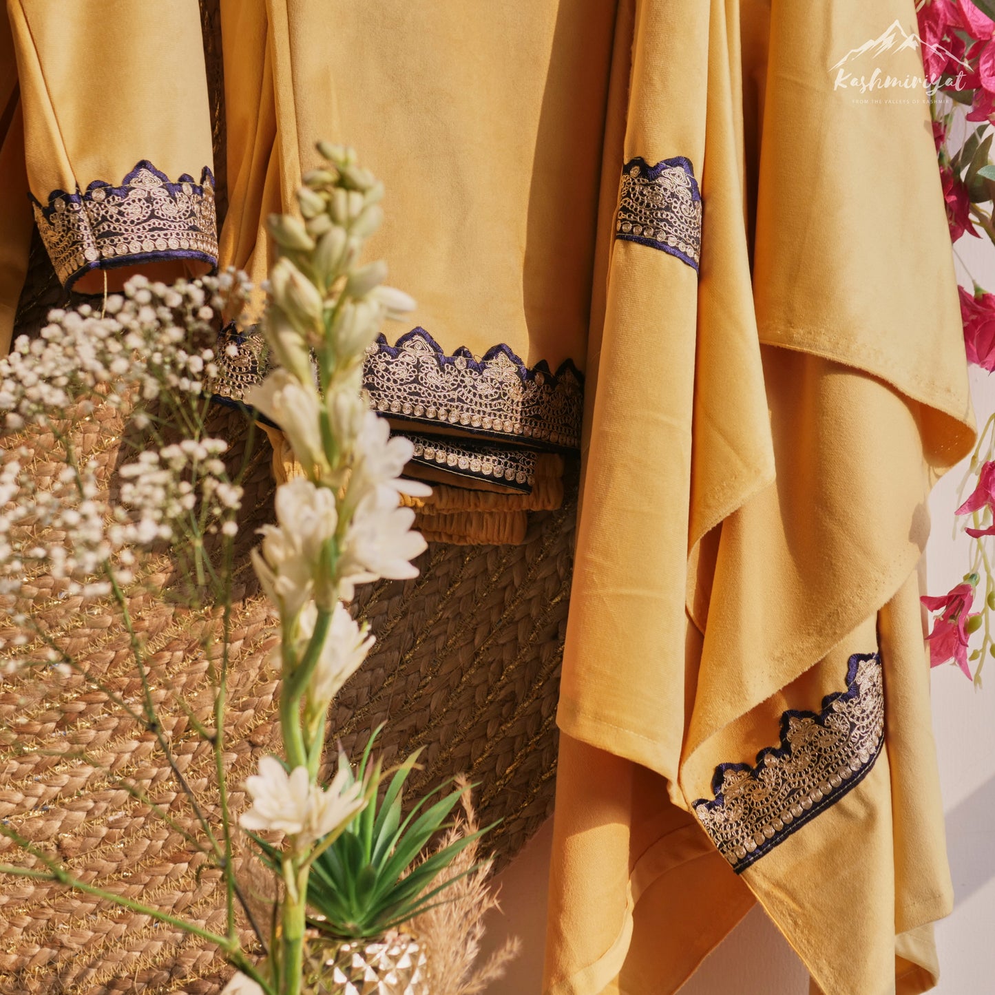 Kashmiri Yellow Velvet Suit