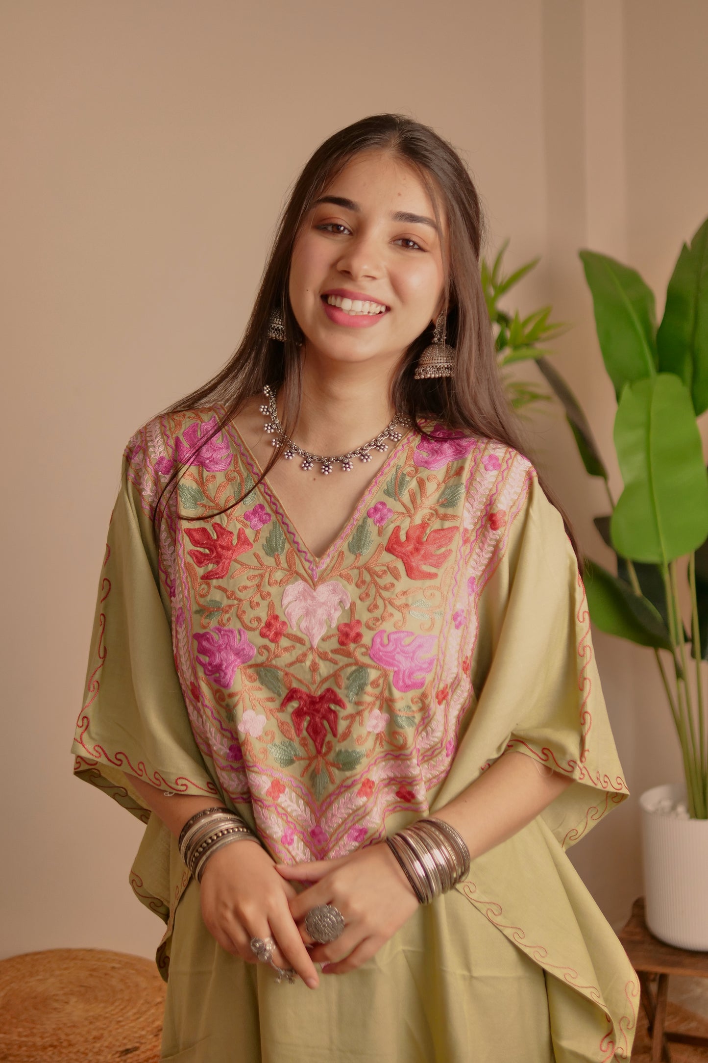 Green Cotton Kaftan Co-Ord Set