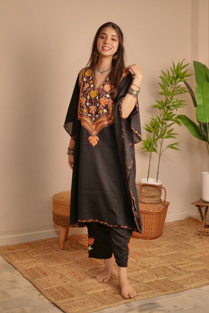 Black Cotton Kaftan Co-ord Set