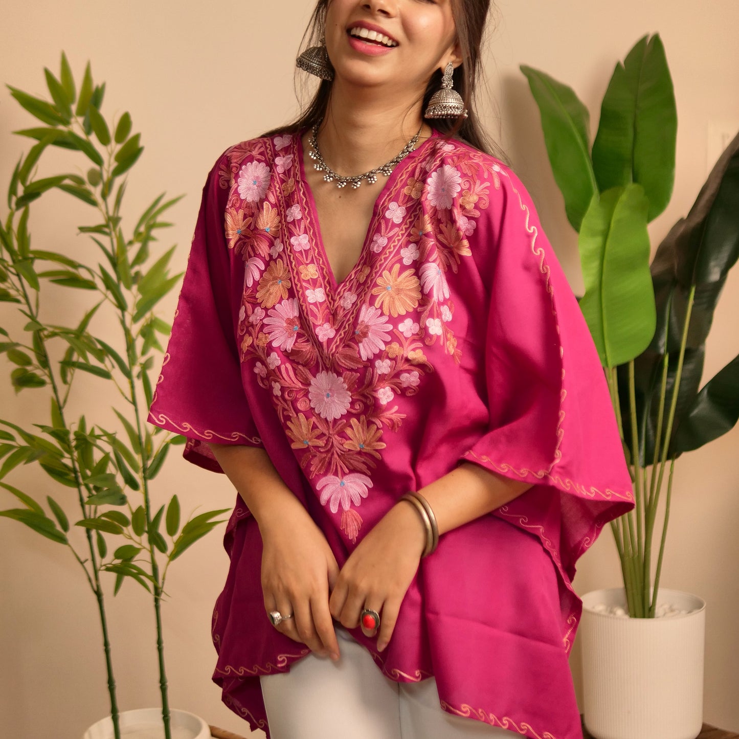 Plum Pink Cotton Kaftan Top