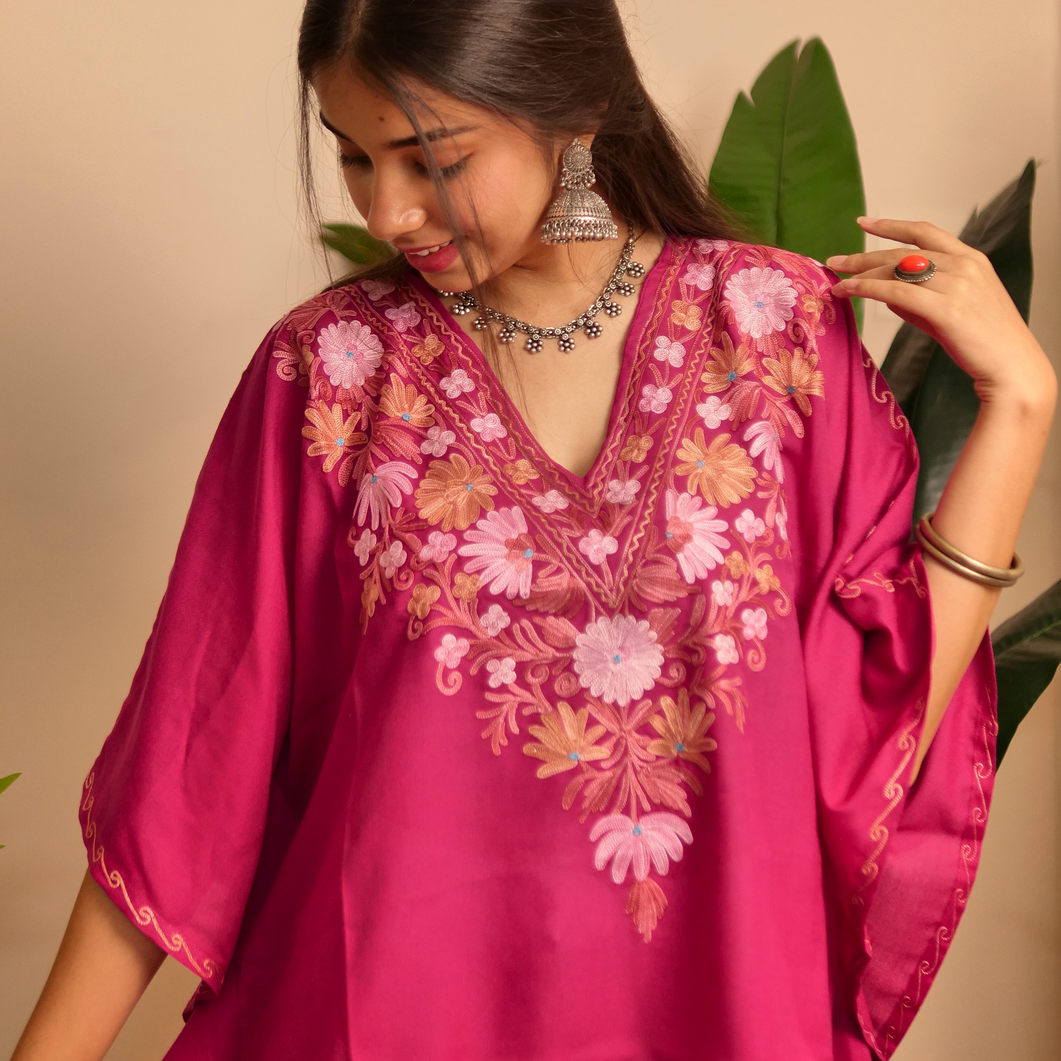 Plum Pink Cotton Kaftan Top