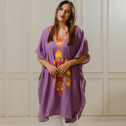 Purple Chinar Cotton Kashmiri Kaftan