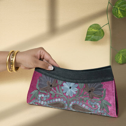 Pink Kashmiri Velvet Clutch
