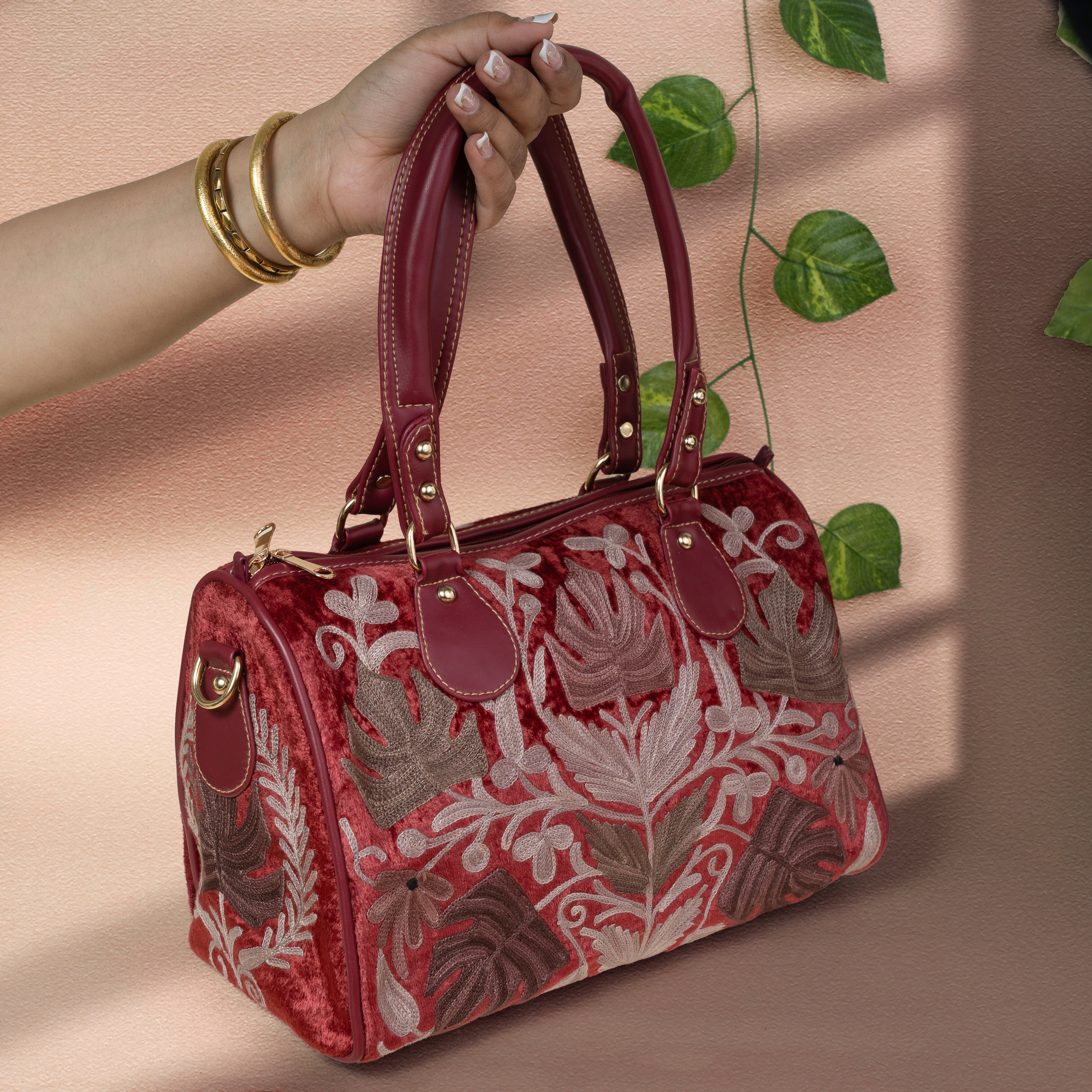 Red Kashmiri Velvet Handbag