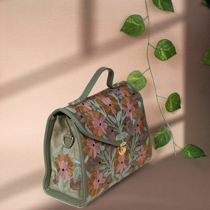 Pastel Green Velvet Flap Handbag
