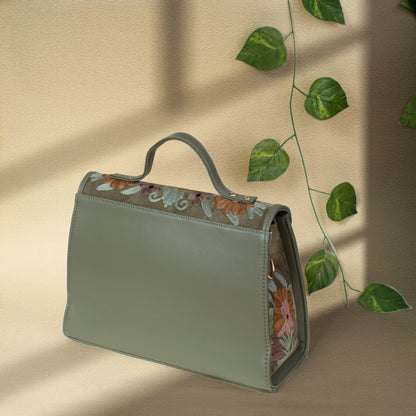 Pastel Green Velvet Flap Handbag