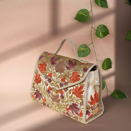 Beige Chinar Kashmiri Velvet Flap Handbag