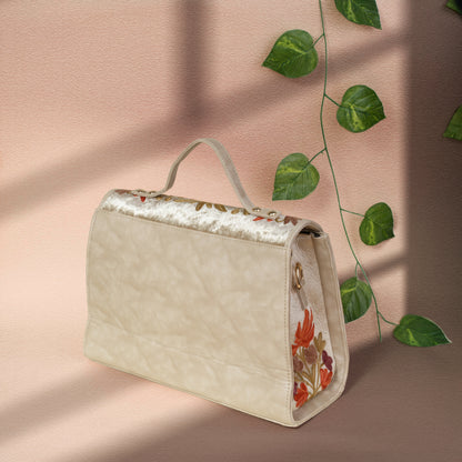 Beige Chinar Kashmiri Velvet Flap Handbag