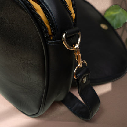 Black with Blue Kashmiri Velvet Flap Sling Bag