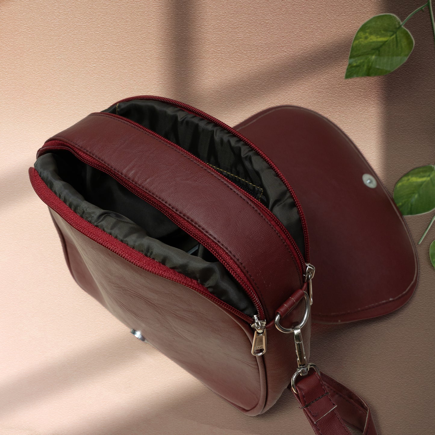 Maroon Kashmiri Velvet Flap Sling Bag
