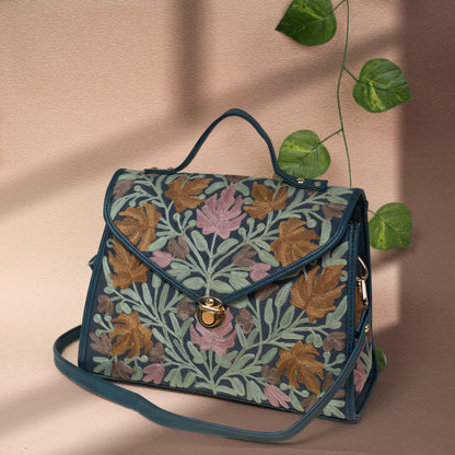 Teal Kashmiri Velvet Flap Handbag