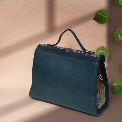 Teal Kashmiri Velvet Flap Handbag