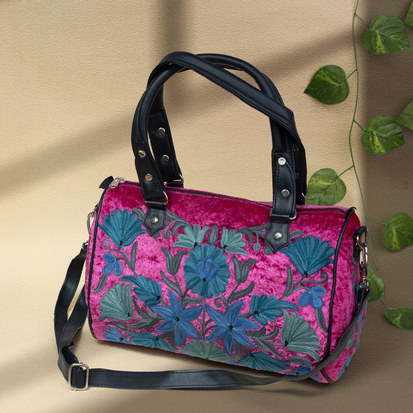 Pink Kashmiri Velvet Handbag