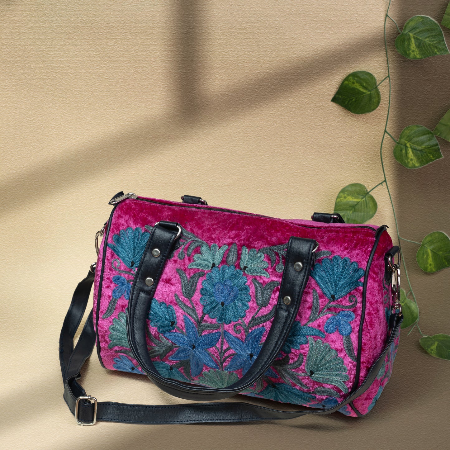 Pink Kashmiri Velvet Handbag