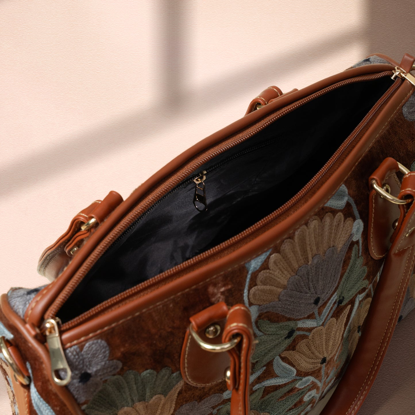 Tan Kashmiri Velvet Handbag
