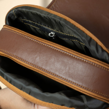Brown with Blue Kashmiri Velvet Flap Sling Bag