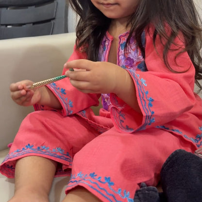 Peach Pink Kids Cotton Kurti Set (upto 4y)